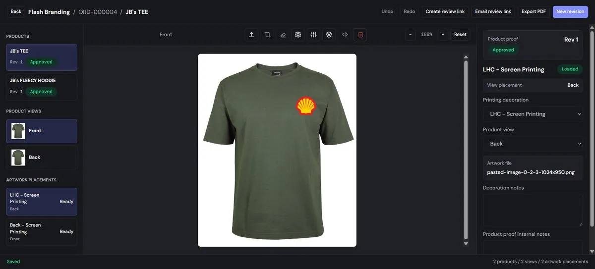 OrderPilot built-in product proofing and image editor tool